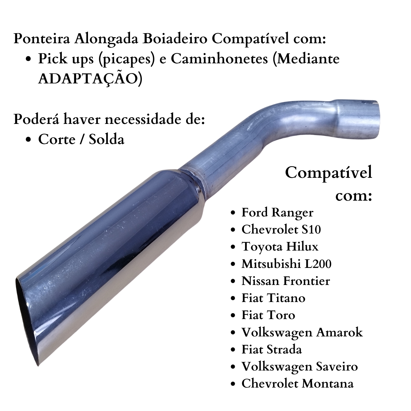 Ponteira Cromada Alongada Boiadeiro Adapt...