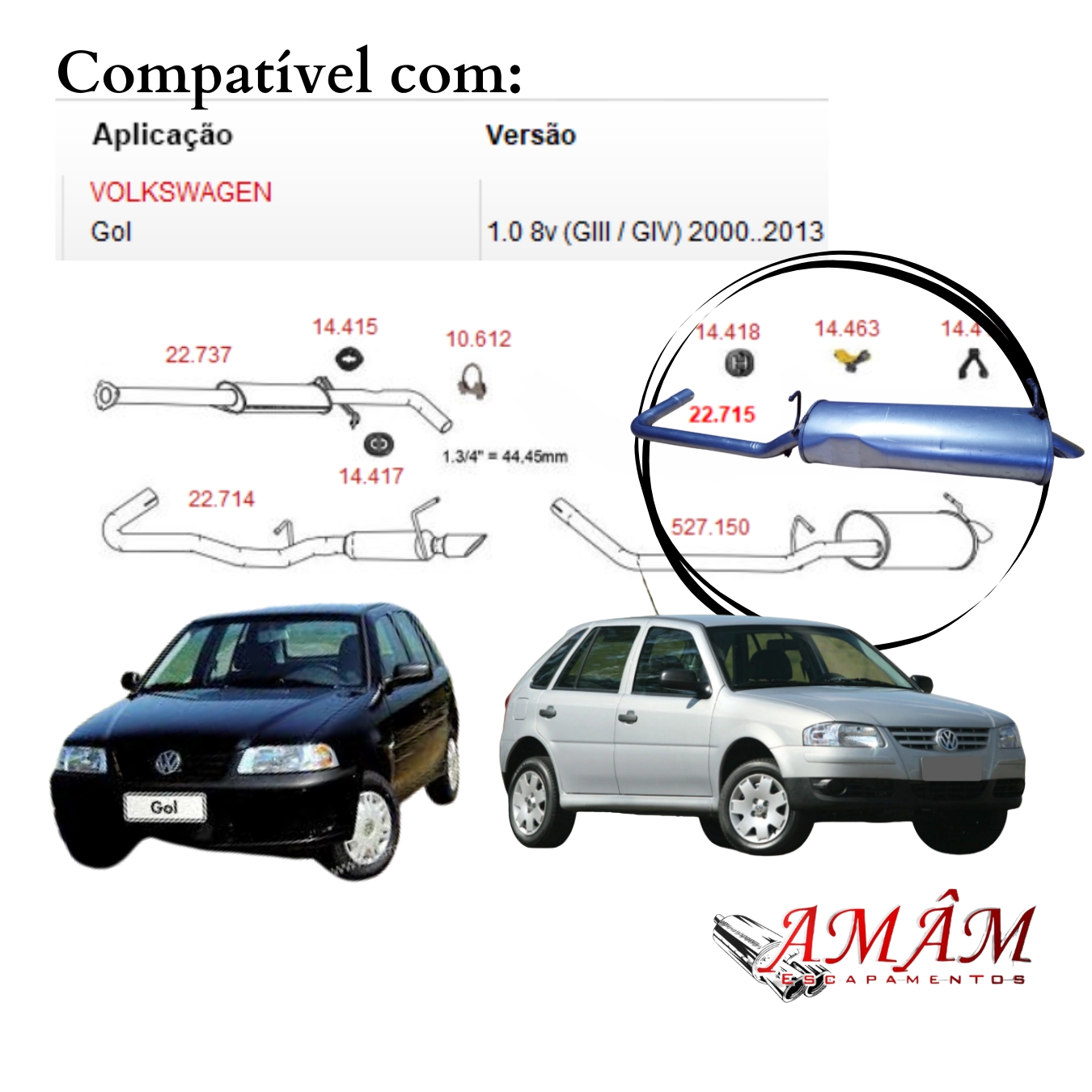 Escapamento Traseiro Gol 1.0 8v G3 G4 de ...