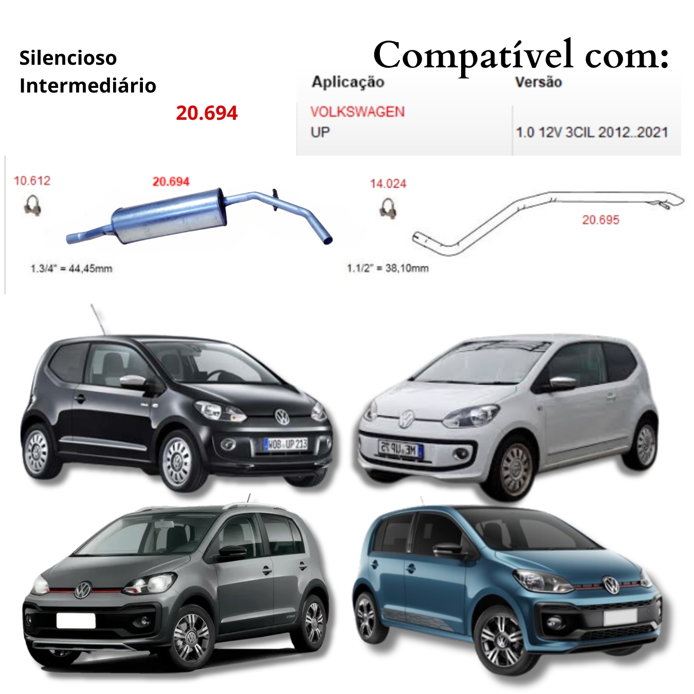 Escapamento Intermediário Volkswagen UP  ...