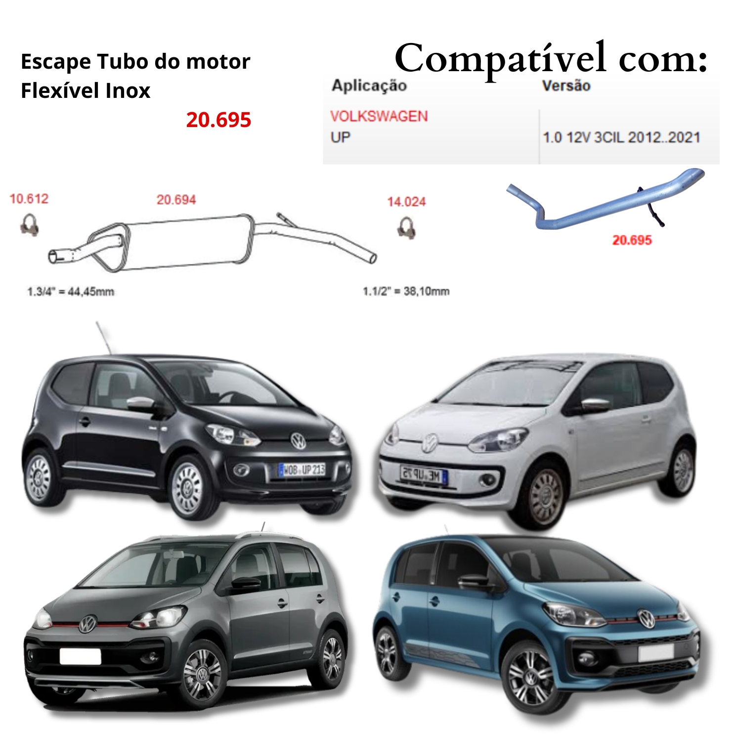 Tubo Terminal Ponteira Volkswagen UP 1.0 ...
